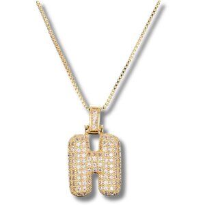 Pendant Bubble Letter Initial "H" Pendant w/Chain